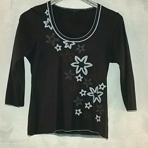 Boden women's top size med blue  embroidered